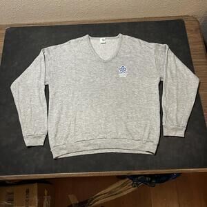Vintage Epcot Center Sweater Mens Large Gray V Neck Artex Disney Pullover 80s